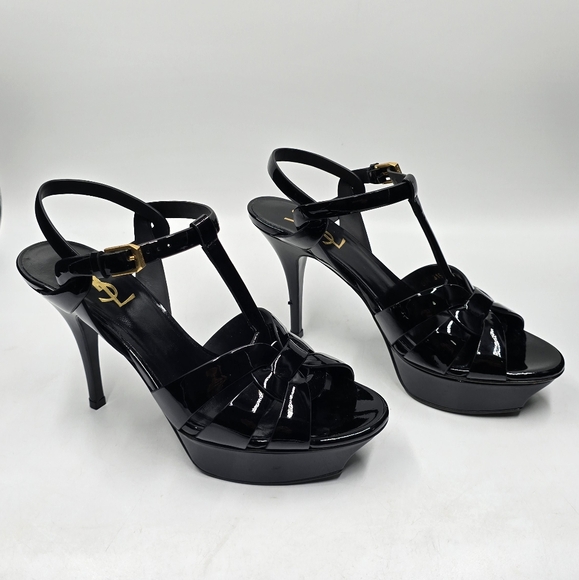 YSL Tribute Platform Sandals Vitello Vernice Soft - 38 - Picture 5 of 16